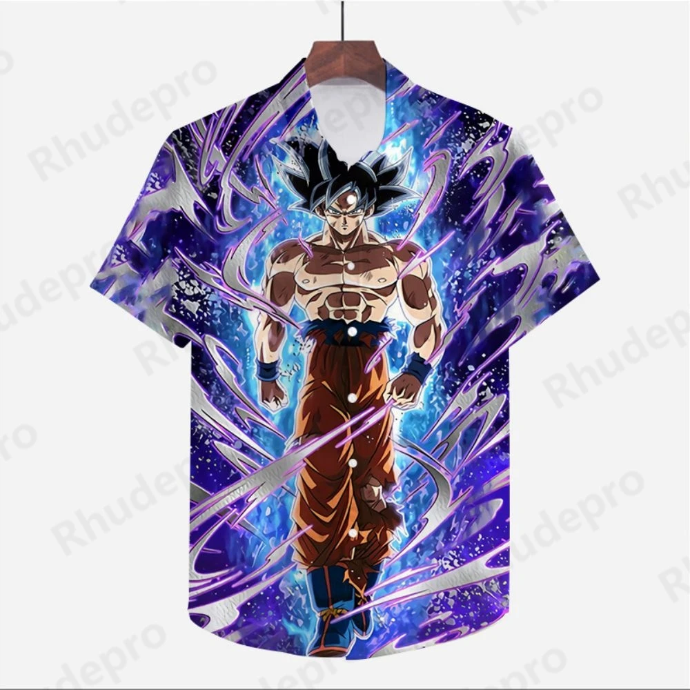 Camicia oversize 2024 abbigliamento uomo Vegeta Dragon Ball Z Harajuku Seaside Trip Cute Summer Fashion Super Saiya manica corta Anime