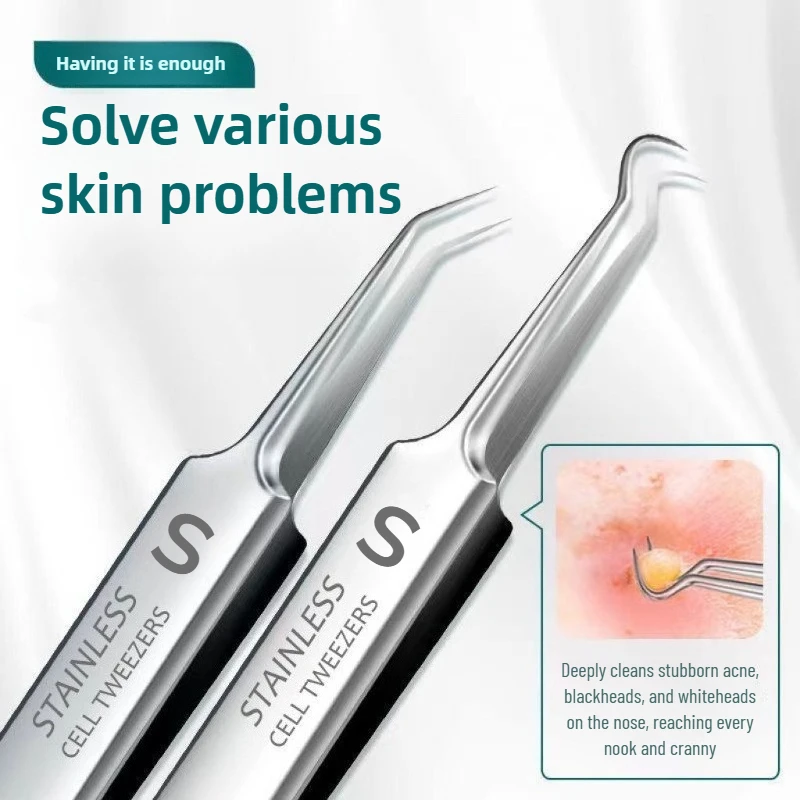 Abrazadera para células, abrazadera para espinillas, abrazadera de precisión, pinzas ultrafinas, Extractor de puntos negros, aguja para acné, limpiador Facial, herramienta para el cuidado de la piel