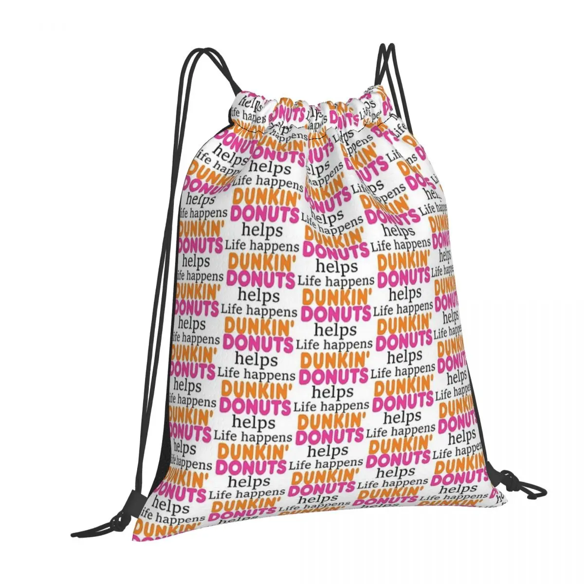 Life Happens... Dunkin Donuts Helps Backpacks Portable Drawstring Bags Sports Bag Book Bags for Man Woman School view 6