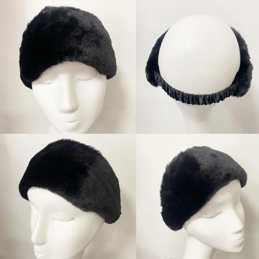 

Faux Fur Lined Winter Headband Solid Color Ear Warmer with Elastic Telescopic Straps Earmuff Headscarf Warm Headband Winter Warm