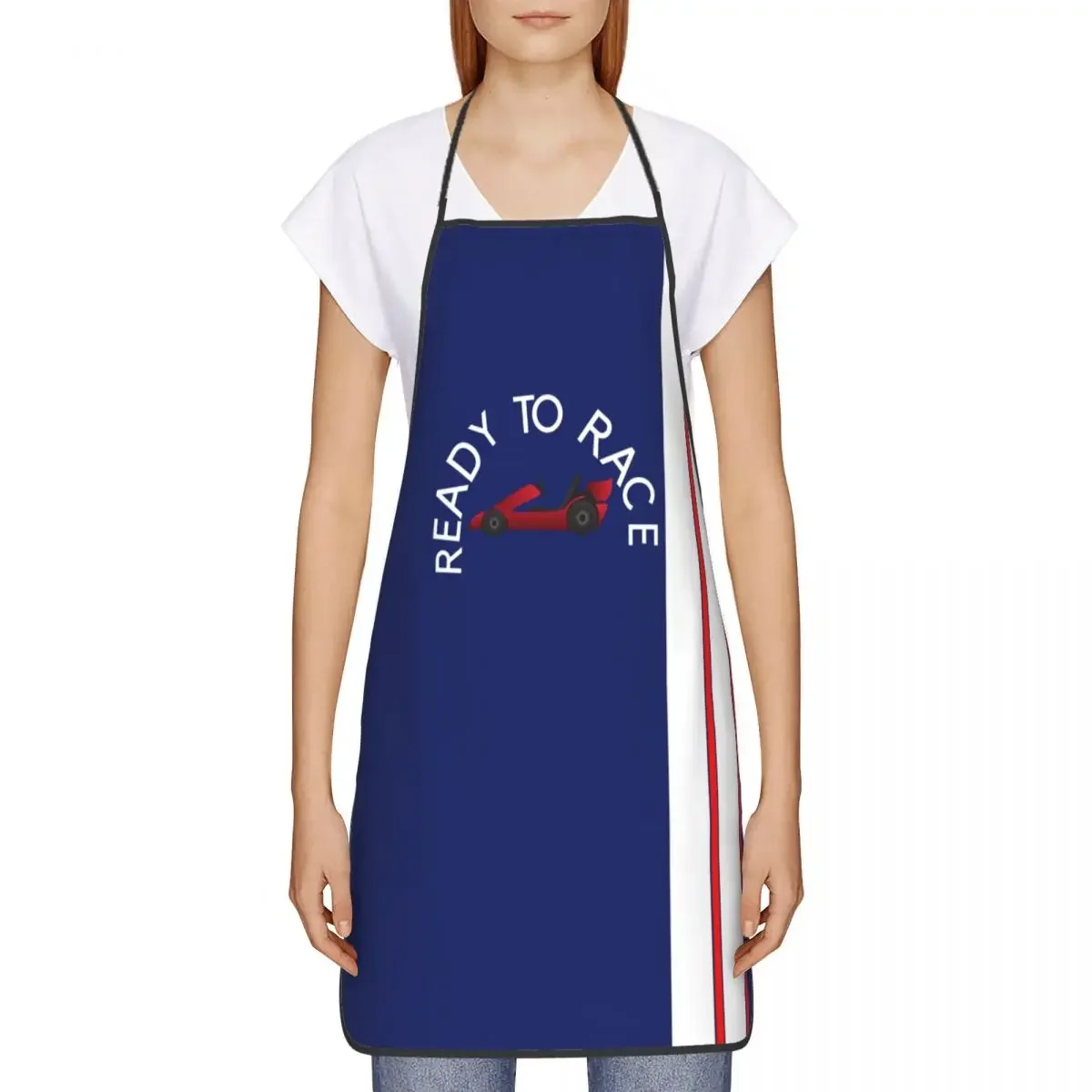 Ready To Race Stripe Funny Aprons Men Women Racing Adult Unisex Kitchen Chef Bib Tablier Cuisine Cooking Baking Gardening