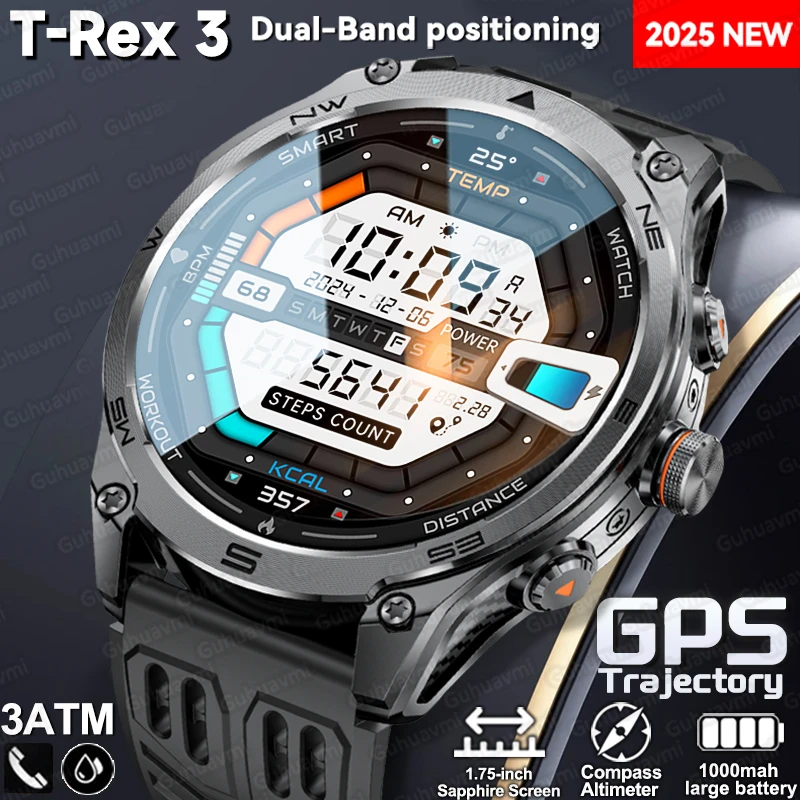 

New Military T-Rex 3 Ultra GPS Smart Watch Dual-Band satellite 1.75'' Compass Flashlight Heart Rate Sports tracker Smartwatches