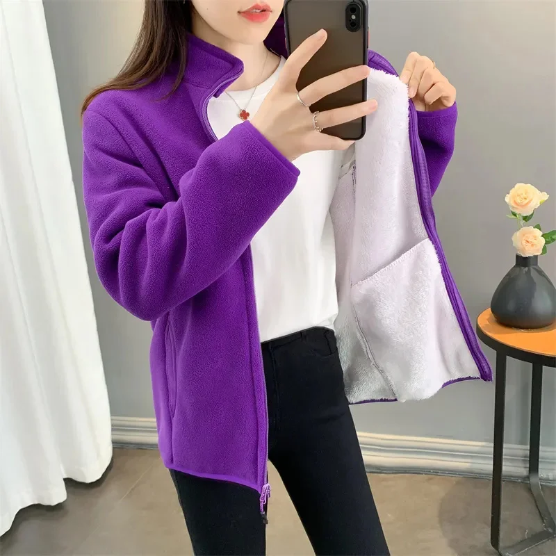 Polar Fleece Jacket Women Autumn Winter With Thickened Fleece For Warmth Coat Female Double-sided Fleece Jackets