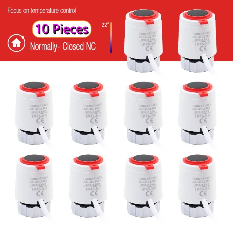 10 Pezzi 230V Normalmente Chiuso NC M30 * 1.5mm Attuatore Termico Elettrico per Riscaldamento a Pavimento TRV Radiatore Termostatico -Valvola