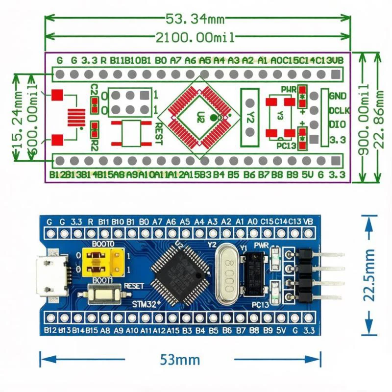 STM32F103C8T6 Core Development Board Mini STM32 System Board USB Micro Interface 6MHz Crystal For Embedded Learning DIY Project