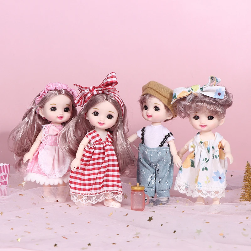 17cm Mini Doll 13 Movable Joint Doll With 3D Big Eyes DIY Toy Doll With Clothes Dress Up 1/12 Fashion Doll Children Girls Gift