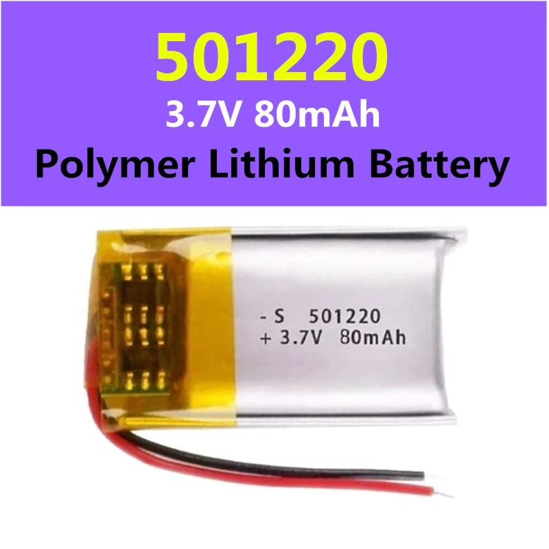 

Polymer LiPo Battery for Bluetooth Headset, Smartwatch, Beauty Device, Selfie Stick - Rechargeable--3.7V 80mAh 501220
