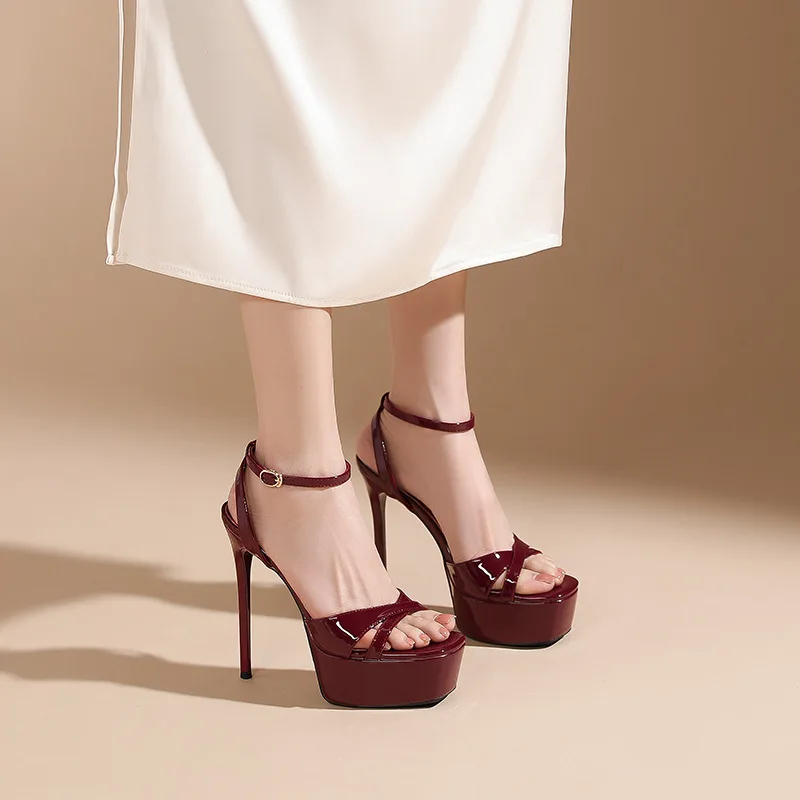 

Gorasion New Female Sexy High Heels Single Shoes with One Toe Exposed One Root Fashion Skinny Sandals Heel Height 14cm Pumps