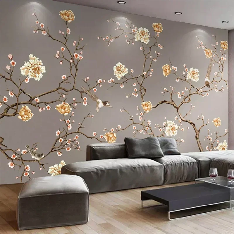 Photo Wallpaper 3D Flowers And Birds Murals Living Room Bedroom Elder's Bedroom Background Wall Painting Home Decor 3D Frescoes