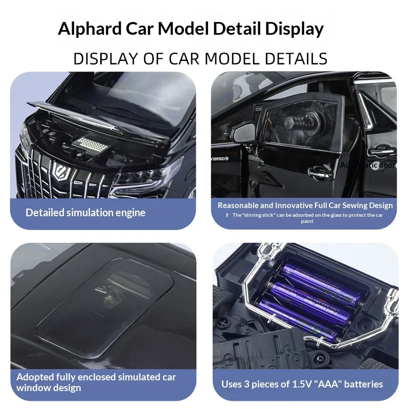 Chezhi 1/18 Toyota Alphard Officially Licensed Alloy Diecast Model, Detailed Metal Replica Static Car for Collection & Display