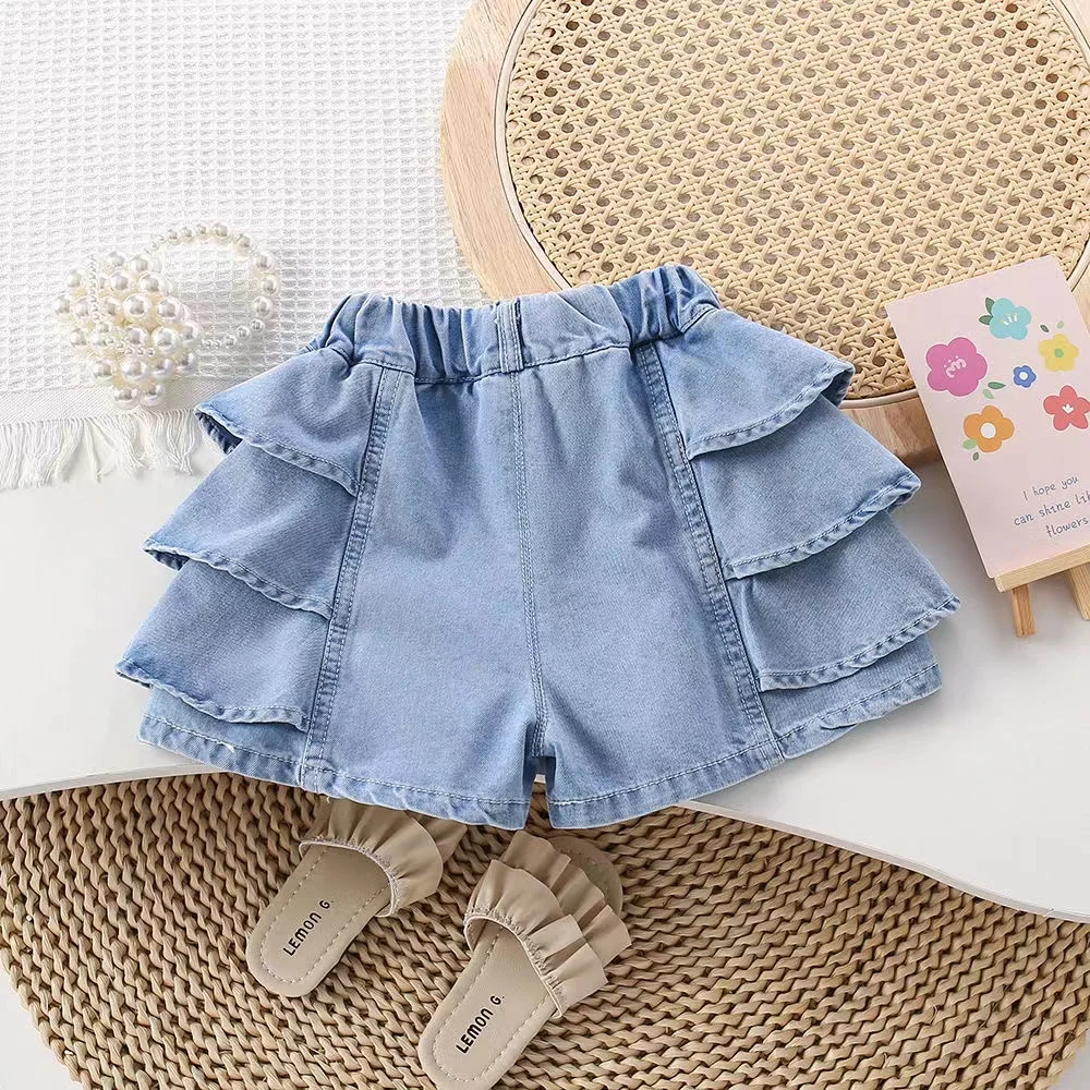 Girls Casual Dresses for Summer Denim Skirt pleated Shorts Girls Clothing Outer Wear Loung wear Children Dresses Kids Clothing