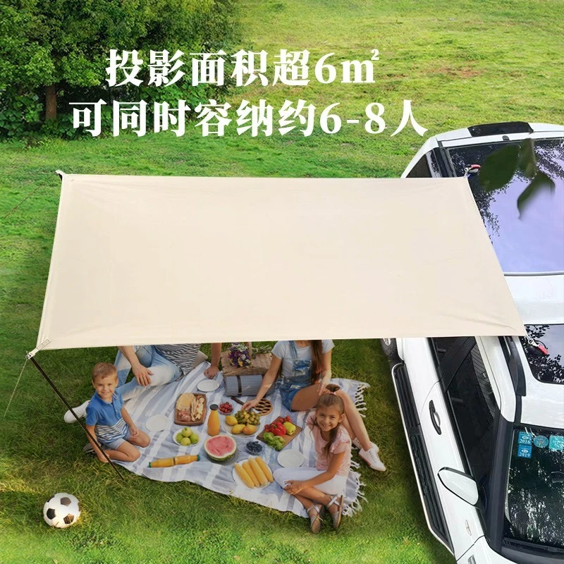 Car Side Awning Roof Top Tent Black Coating Large Waterproof Sun Shade Canopy Outdoor Camping Rear Side Shelter For Overlanding