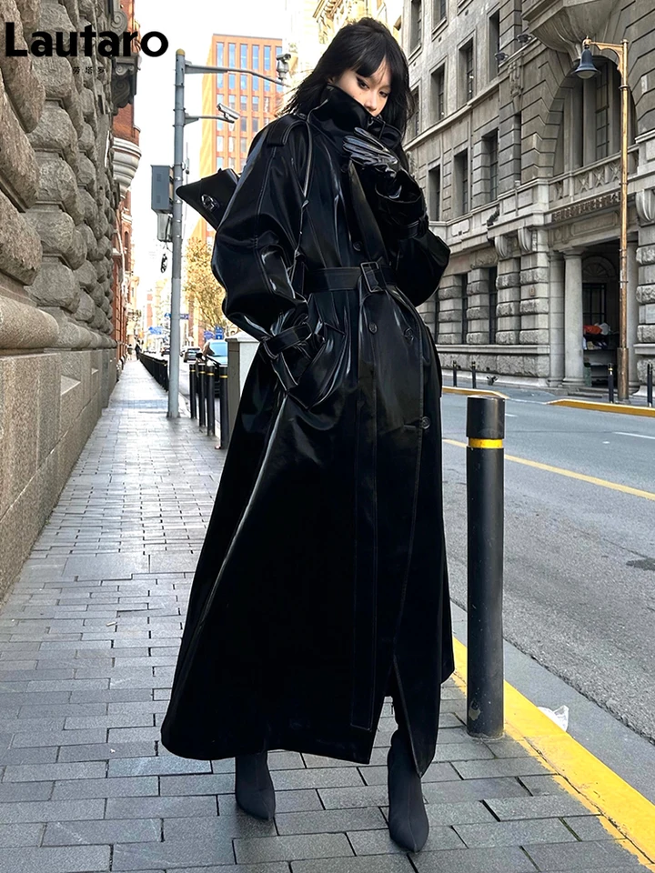 Lautaro Spring Autumn Extra Long Oversized Cool Reflective Shiny