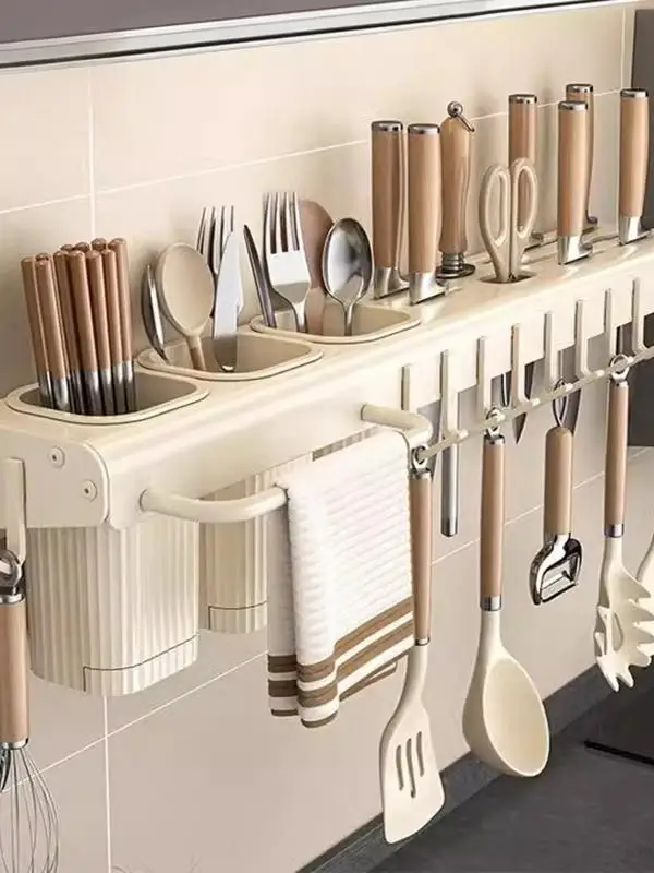 

Настенный многофункциональный органайзер для ножей из углеродистой стали для кухни, с интегрированным хранением, для ножей и овощных ножей