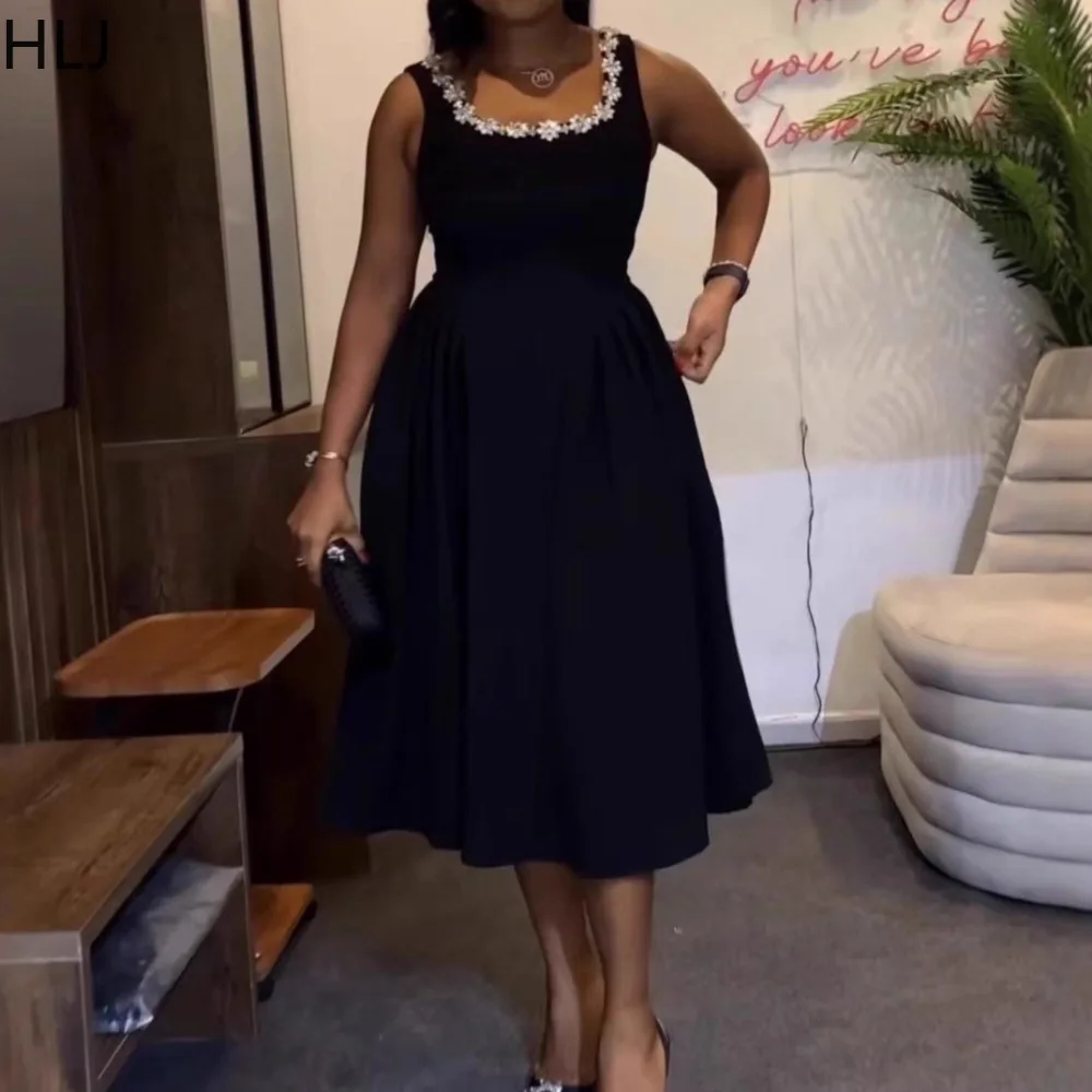 

HLJ Elegant Rhinestone Patchwork Bodycon Dresses Woman Solid Color Sleeveless Dresse Female Streetwear Vestidos 2025 Winter New