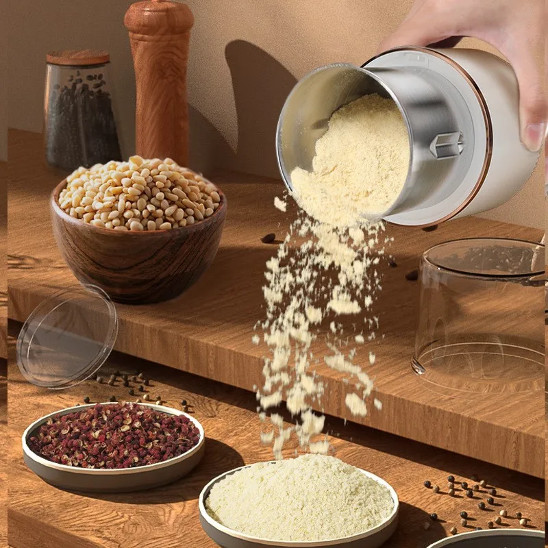 【SIMPLE】Multi-Voltage Coffee& Herb Grinder-Wet/Dry Operation-Fine Powder Grain Mill For Home-US Plug