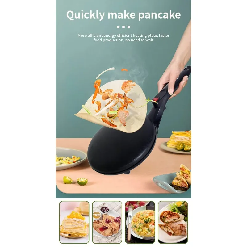 Poêle à frire antiadhésive électrique crêpière petit déjeuner machine à pizza crêpes plaque de cuisson gâteau