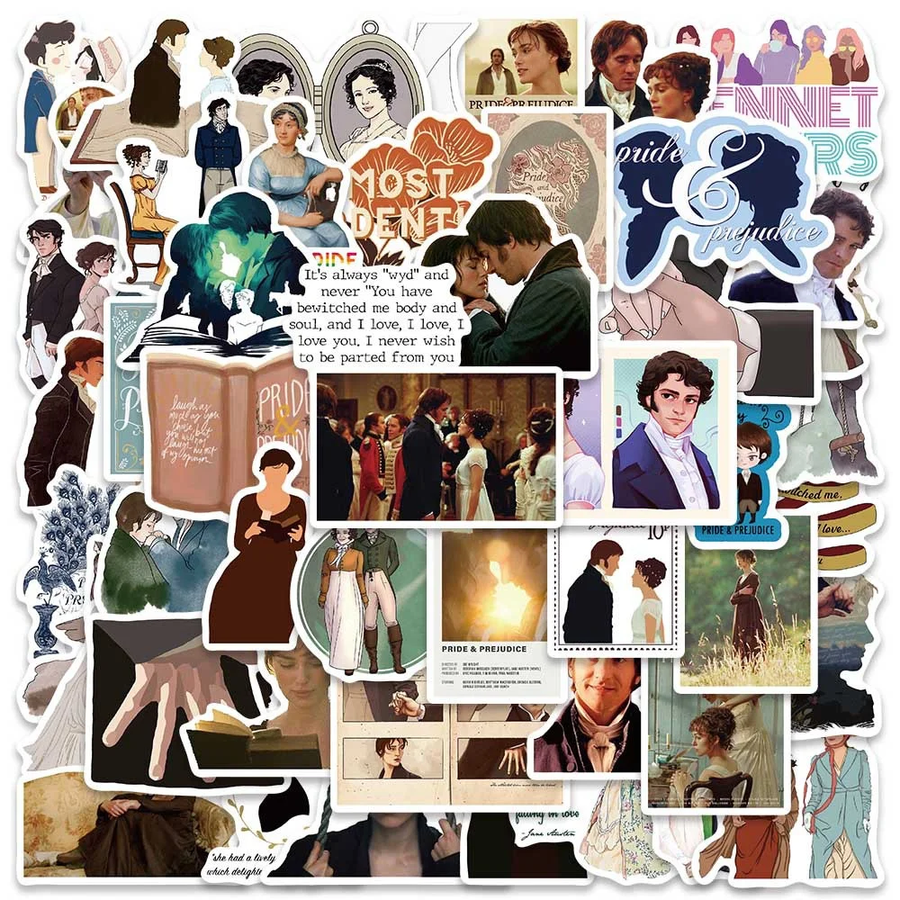 INS-Autocollants de Pride and Prejudice, Dessin Animé Créatif, Animation, iPad, Bureau, Voiture, Chaise, Décoration, Étanche, Vente en Gros, 10, 30,
