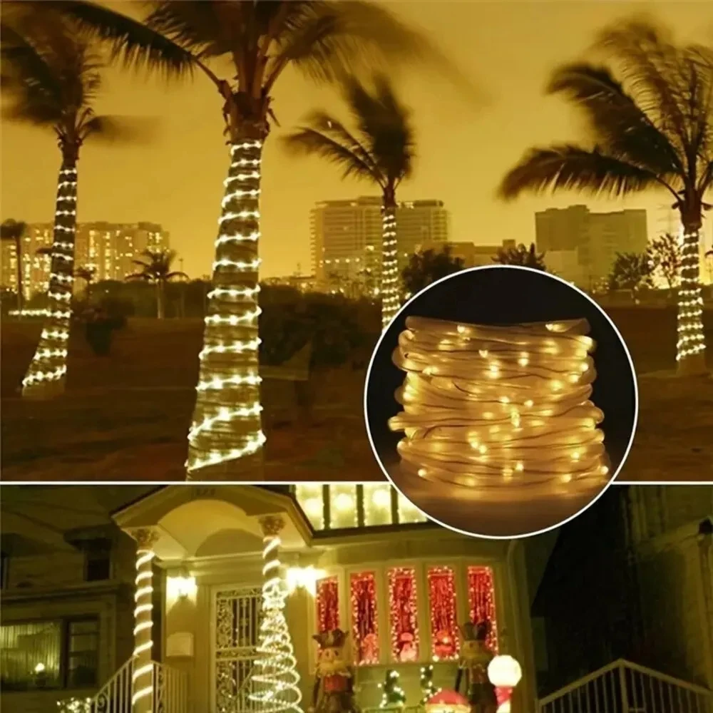 Outdoor Solar Rohr Seil Led Licht Garten Weihnachten Dekoration Fee String Licht 32m/22M/12M/7M Hochzeit Im Freien Party Led Lampe – Detail 6