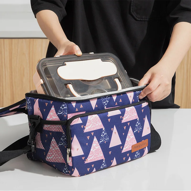 Food Print Lunch Bag New Canvas Cooler Box Picnic Bag Fashion Lunch Bags Camping Travel Handbag School Food Insulated Dinner Bag