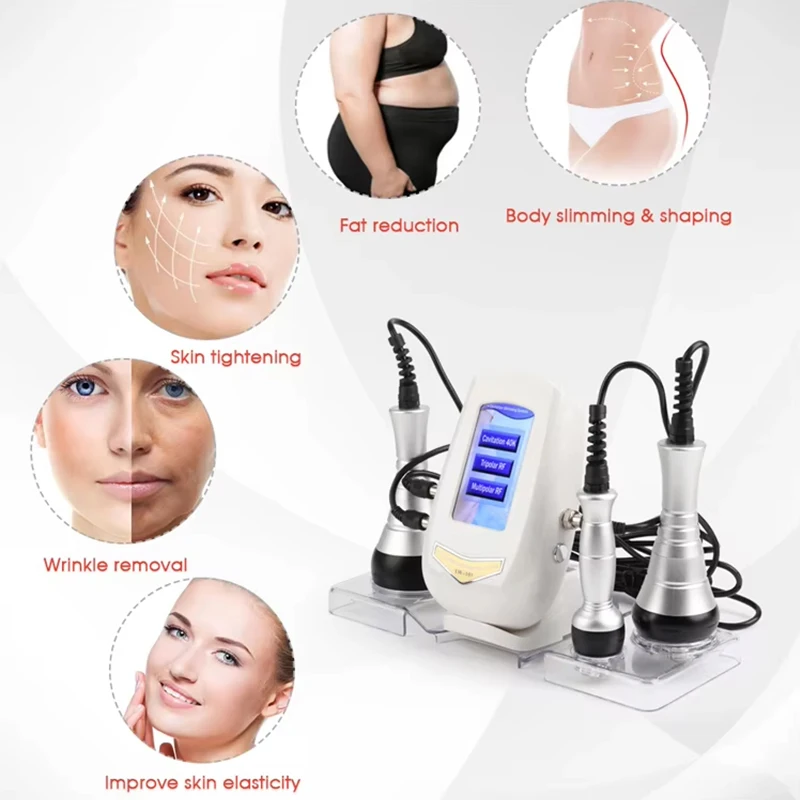 Portable 40k 3 In 1 RF Vacuum Cavitation System RF Beauty Slimming Equipment Fat Reduce Machine Skin Tighten Body Shaping