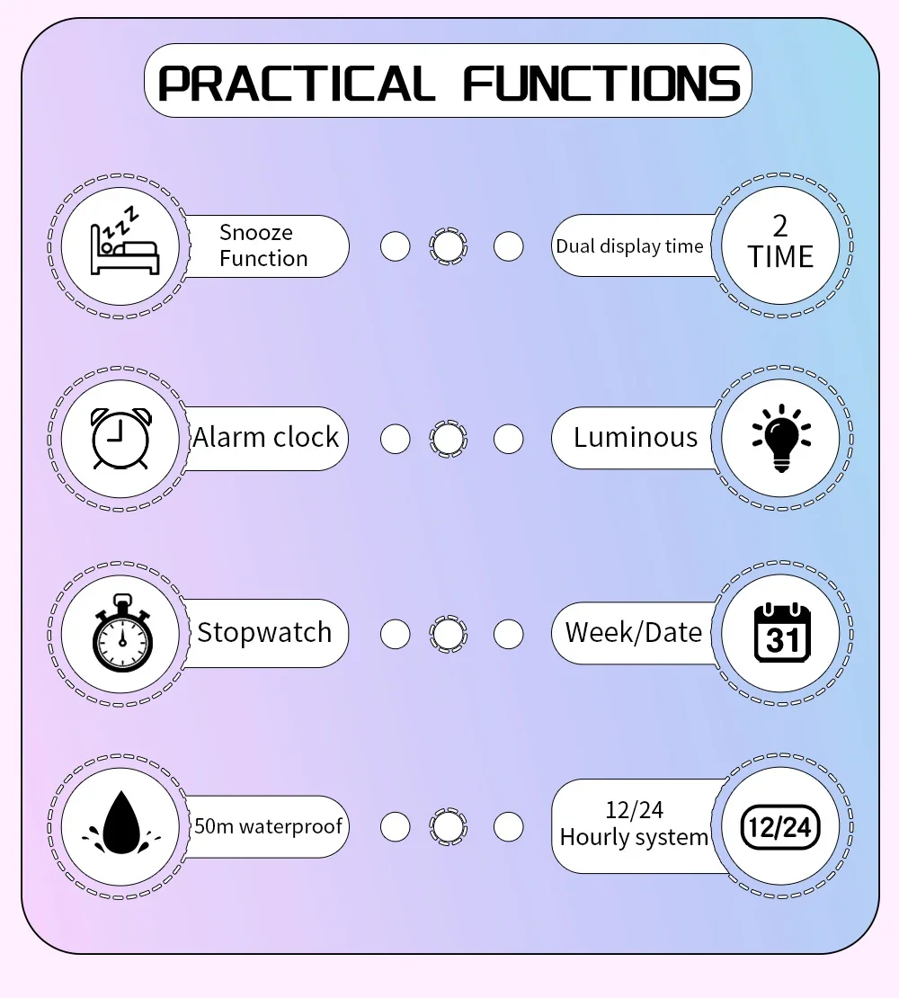 SANDA SD6179 Женские спортивные кварцевые электронные часы с двойным дисплеем, многофункциональные светодиодные ночники, водонепроницаемые повседневные часы