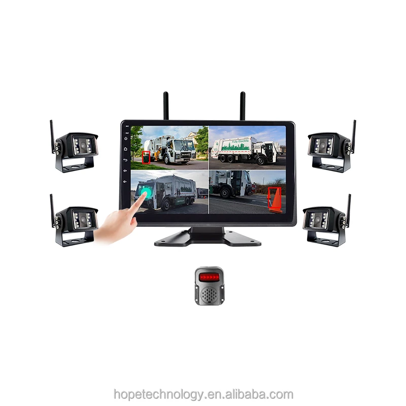 10.1 Inch 4ch Split Screen Recording Function Monitor Wireless Camera System for Trailer RV