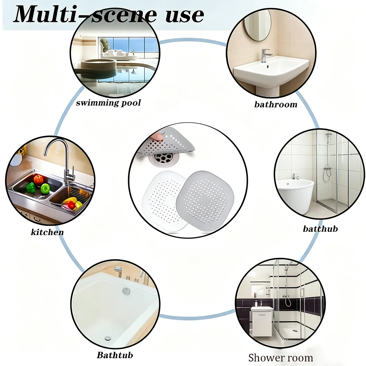10pcs Square Drain Strainer Efficient Hair Residue Trap for Sink & Bathtub