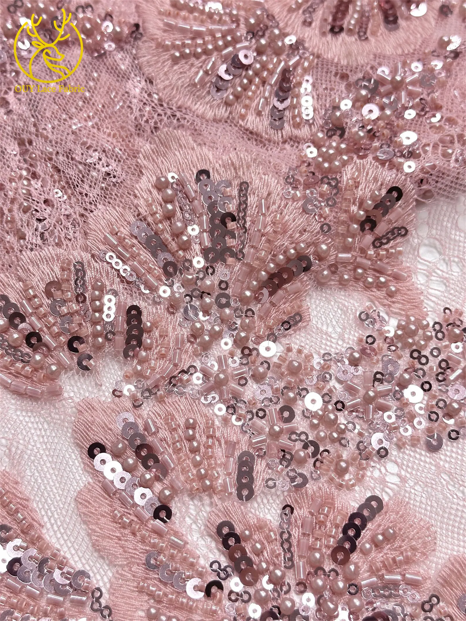 2026 Afrikanischer Bräutigam Bestickter Spitzenstoff Hochwertige Französische Pailletten-Spitze 5 Yards Marineblau Perlenbesetzter Spitzenstoff für Party-Hochzeitskleider – Detail 15