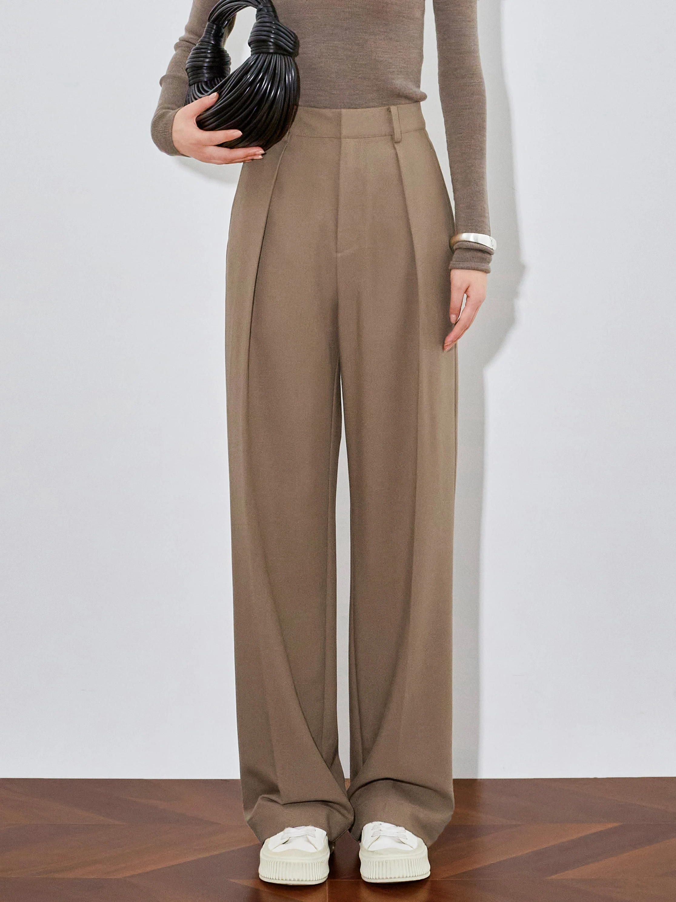 

Брюки-палаццо женские с высокой талией, прямого кроя, драпированные, для осени и зимы, из оригинальной ткани Sle Cosite, утолщенные