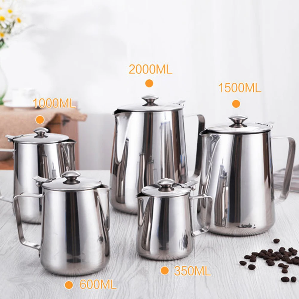 Stainless Steel Milk Frothing Pitcher With Lids Espresso Steam Coffee Barista Kettle Latte Cappuccino Milk Cream Cup Jug