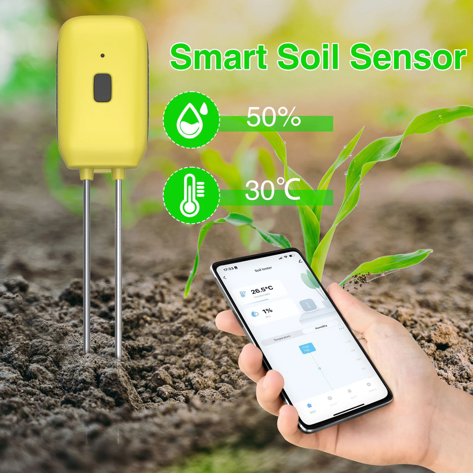 Inteligentny tester gleby miernik temperatury i wilgotności wodoodporny termohigrometr automatyka ogrodowa detektor nawadniania kontrola aplikacji