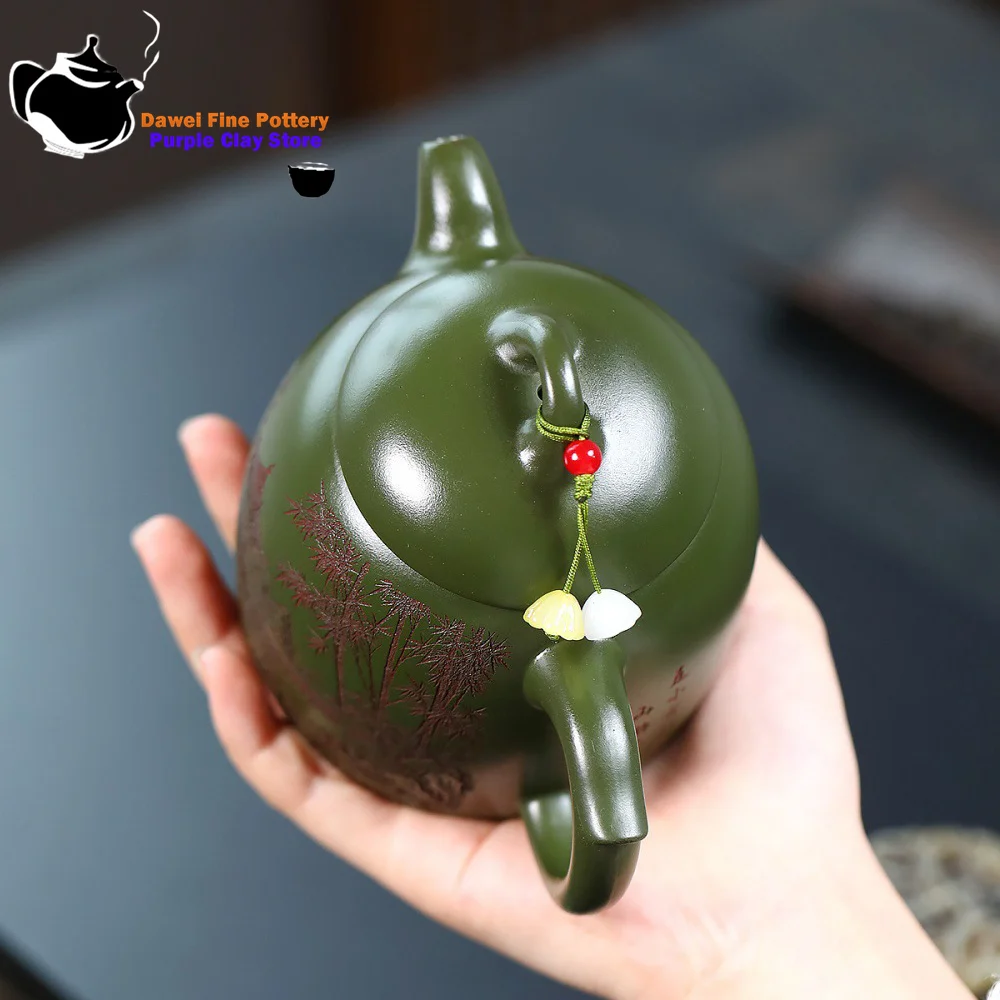 

Yixing Purple clay teapot, original ore, green mud bamboo forest, pine waves, Qin Quan Kung Fu tea set Chinese teapot health pot
