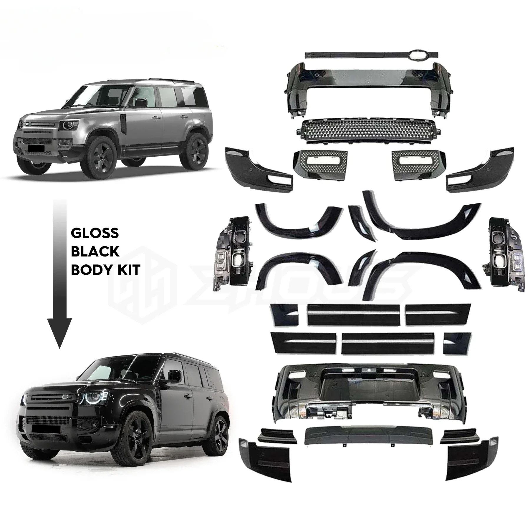 

Automotive Modification Auto Body Parts Car Front Grill Bumper Car Accessories Bodykit For Land Rover New Defender L663