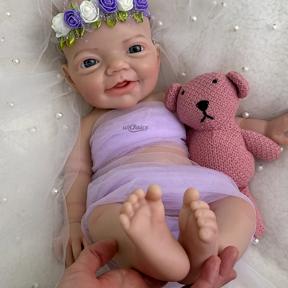 18 Polegada bonito e realista reborn bebê menina premium silicone recém-nascido bebe boneca para idades 3 + diy colecionador de arte & boneca entusiasta