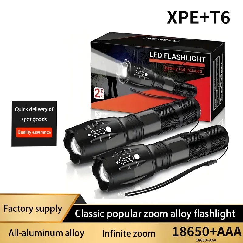 

High Power LED Flashlight 5 Modes Zoomable Aluminum Camping Torch Waterproof Uses 3 AAA Batteries for Outdoor Activities ﻿2025