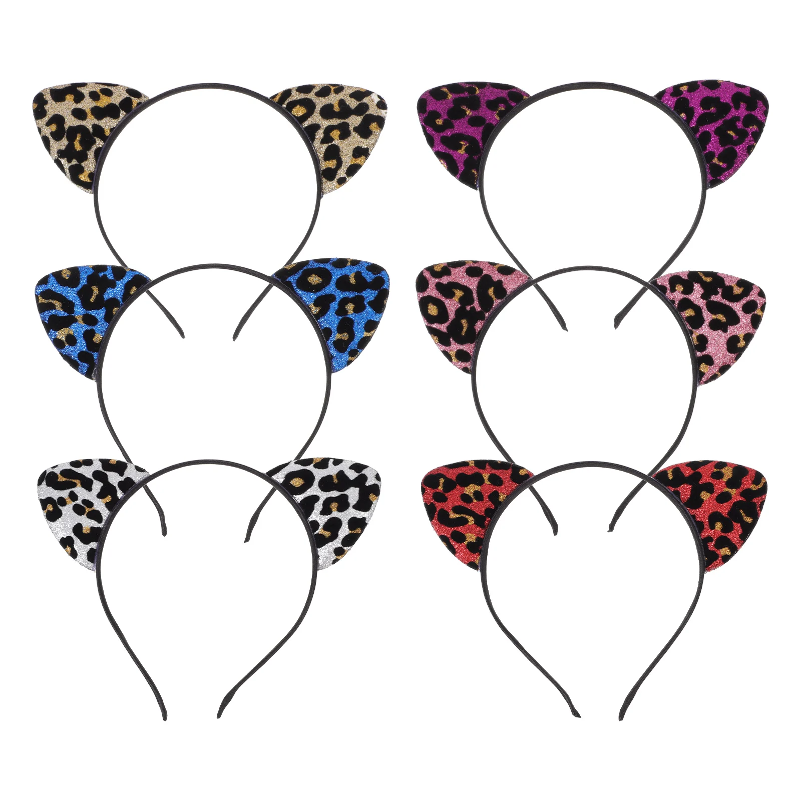 

6 Pcs Cat Ears Headbands Flocking Hair Hoops Leopard Accessories Party Headdresses Cosplay Photo Props Hairstyle