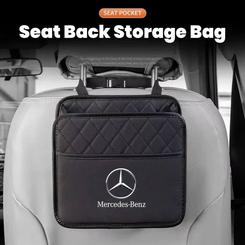 Multi-functional car seat back storage bag Leather storage bag For Mercedes Benz S320 W164 W203 W204 W168 C180 E320 A200 CLA CLK