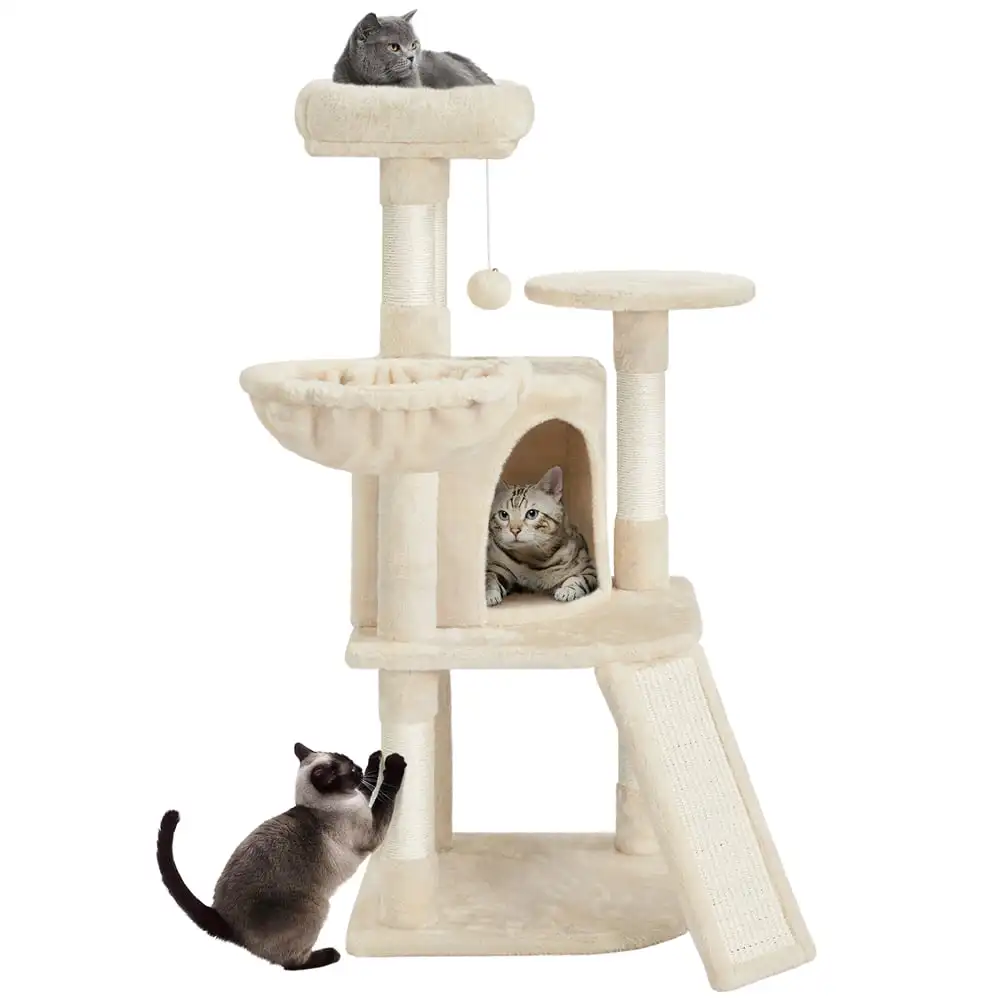 

42H Multilevel Cat Tree Tower with Condo and Perches, Beige