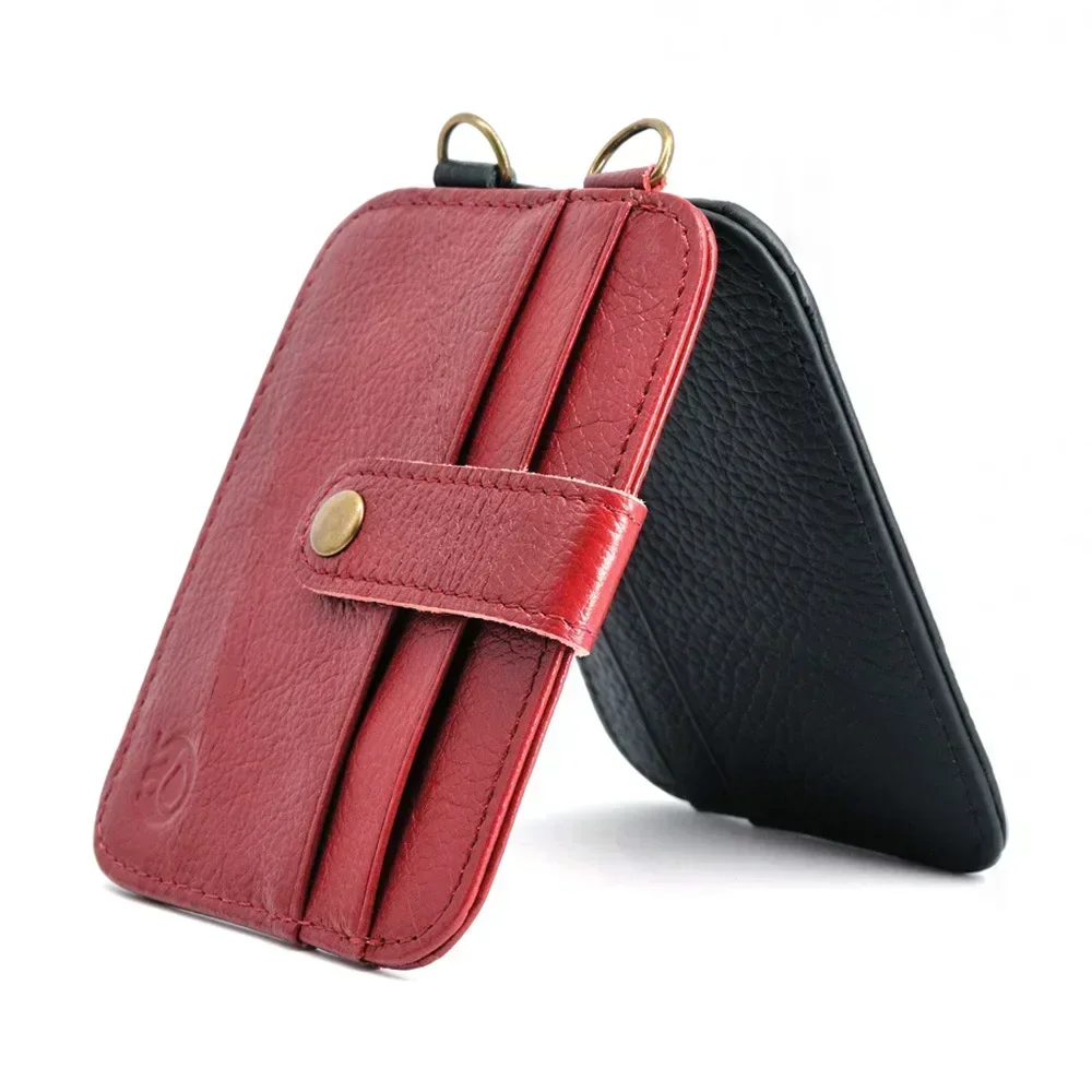 100% Cowhide Leather Credit Card Holder Women Men Mini Slim Wallets Small Coin Purse Bank ID Card Case Package Pouch Card Holder