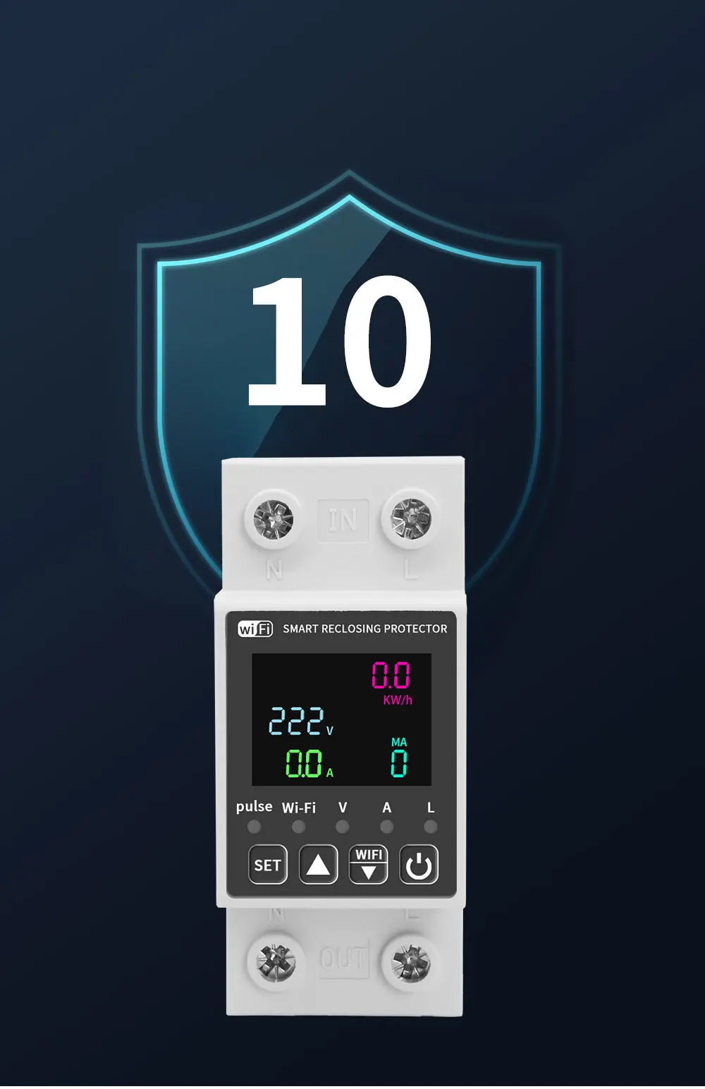 Tuya WiFi Digitales Display Intelligentes Strom- und Voltmeter 10-in-1 AC-Energiemessgerät APP-Steuerung DIN Elektrisches Energiemessgerät – Detail 3