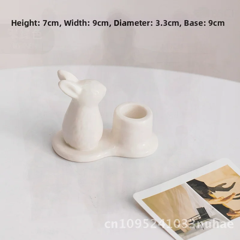 

Shu Men Rabbit Ceramic Candlestick Creative Chinese Dining Table Decoration Simple Romantic Dinner Shot Props Jade Rabbit Style
