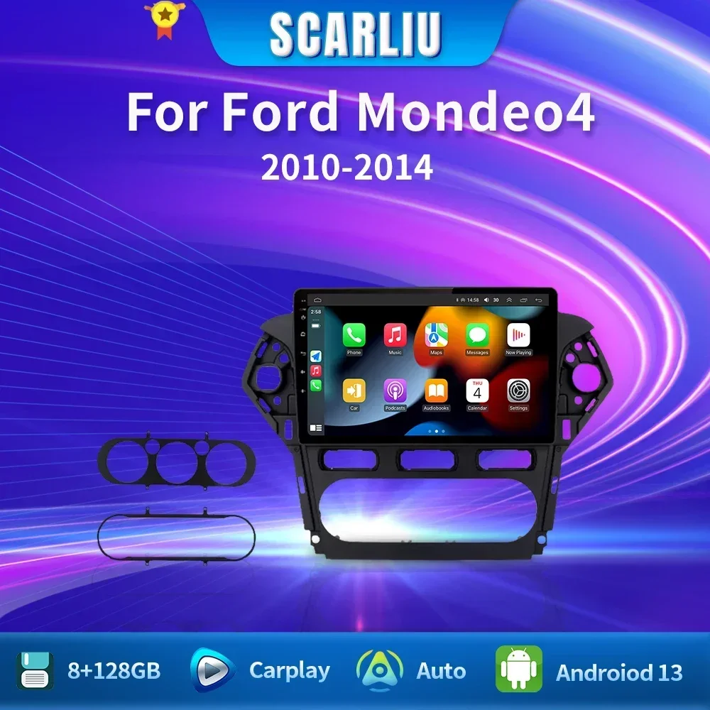 

SCARLIU 5G Android 13 2 din Car Radio Multimedia Video Player For Ford Mondeo 4 mk4 2010-2014 autoradio Carplay GPS