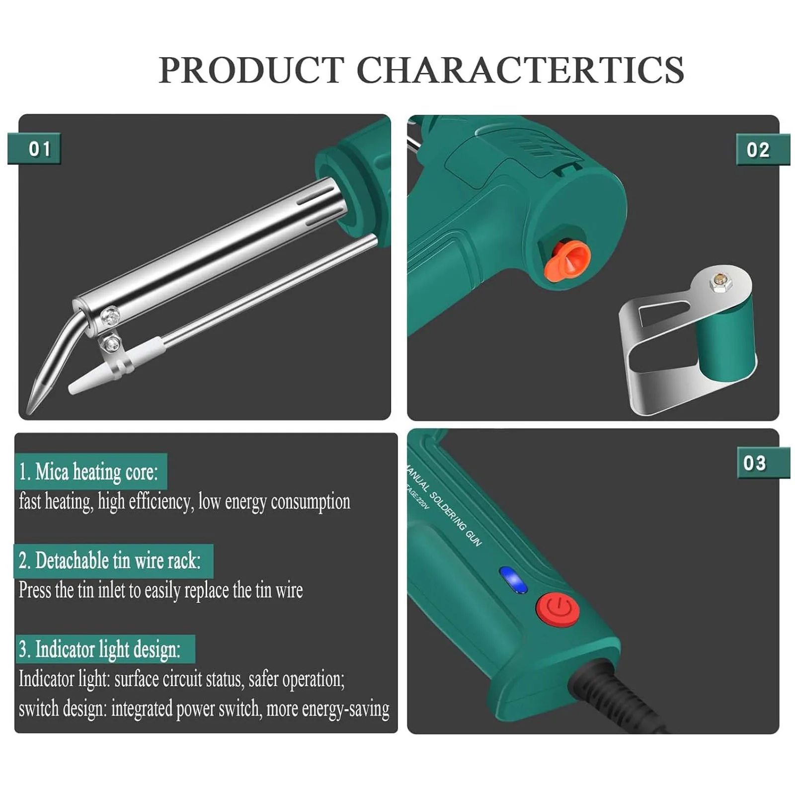 110V/220V Portable External Heat Tin Soldering Gun, 60W Handheld Automatic Tin Soldering Iron Household Electric Soldering Iron