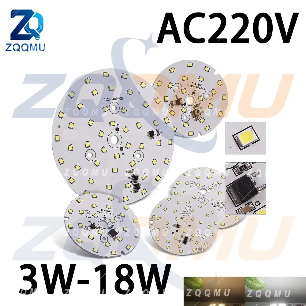 2PCS LED Chip AC 220V Driverless 18W 15W 12W 9W 7W 5W 3W Round LED Light Board Suitable For Garage Ceiling Light Replacement
