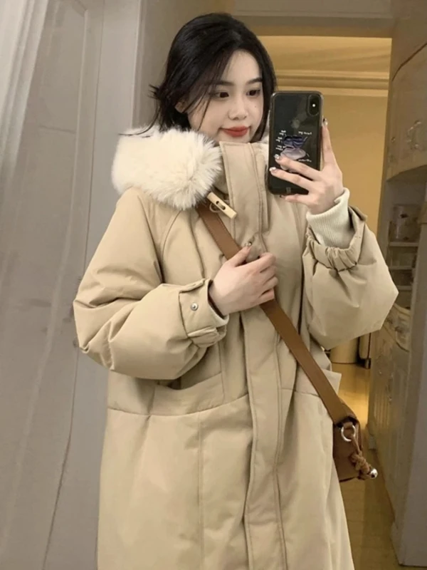

Thickened Large Size down Cotton Jacket Coat with Fur Collar And Horn Buttons for Men And Women Autumn Winter Style Oversize