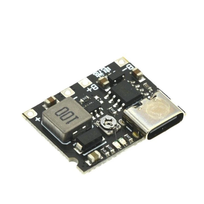 Step Up Boost Module 18650 Bateria de Lítio Placa de Carregamento e Descarga, Tipo-C DC Booster Converter Module, 3.7V a 9V, 5V, 2A