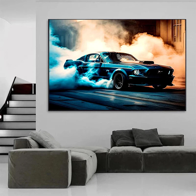 Colorful Supercar Fords Mustang Shelby GT500 Red Car Modern Canvas Paintings Wall Pictures Living Room Decor Posters and Prints