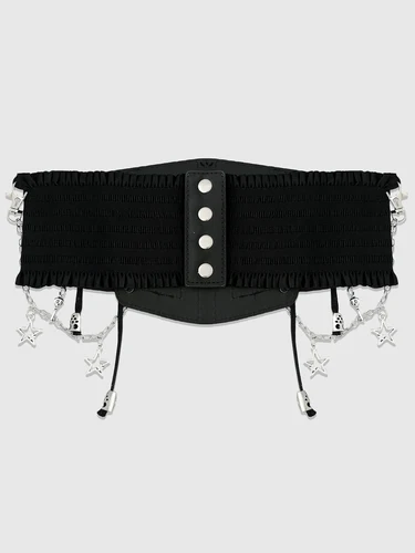 Imagen 2 del producto HERSHINE Cinturón ancho elástico con cadena cruzada a la moda para mujer, gótico Y2K, Punk, Harajuku, Rock, accesorios de Hip Hop, primavera, verano