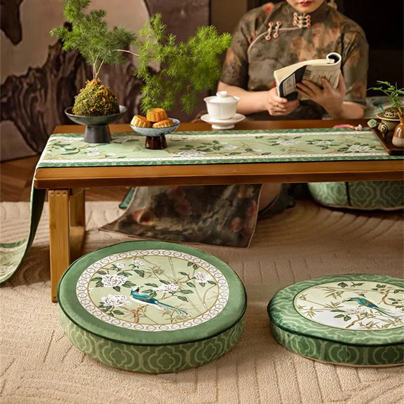 Meditation Floor Pillow, Round Large Pillows Seating New Chinese Style Circle Cushion Outdoor Fireplace Yoga Tea Room Decoration